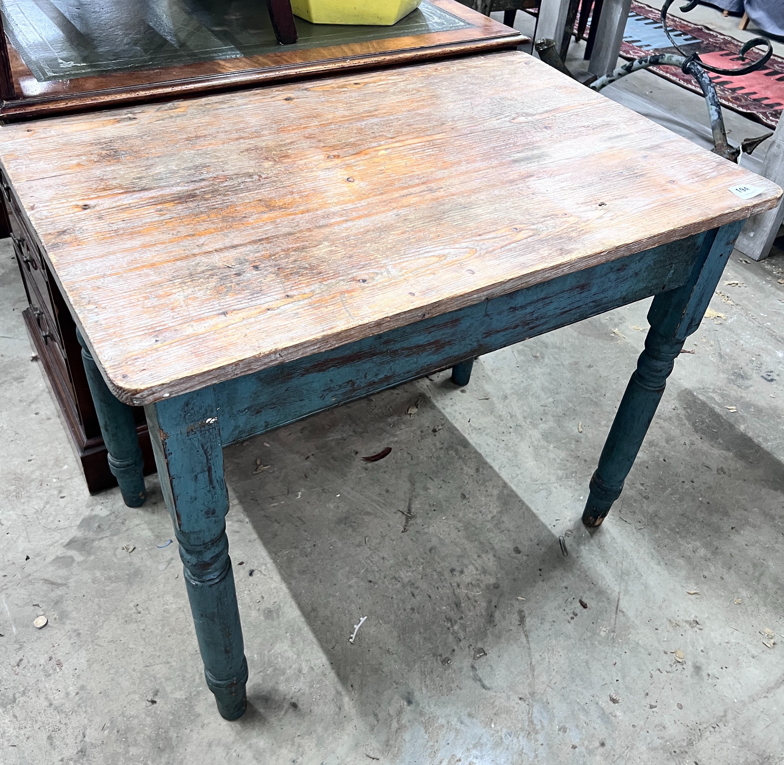 A Victorian part painted pine side table, width 91cm, depth 59cm, height 73cm *Please note the sale commences at 9am.